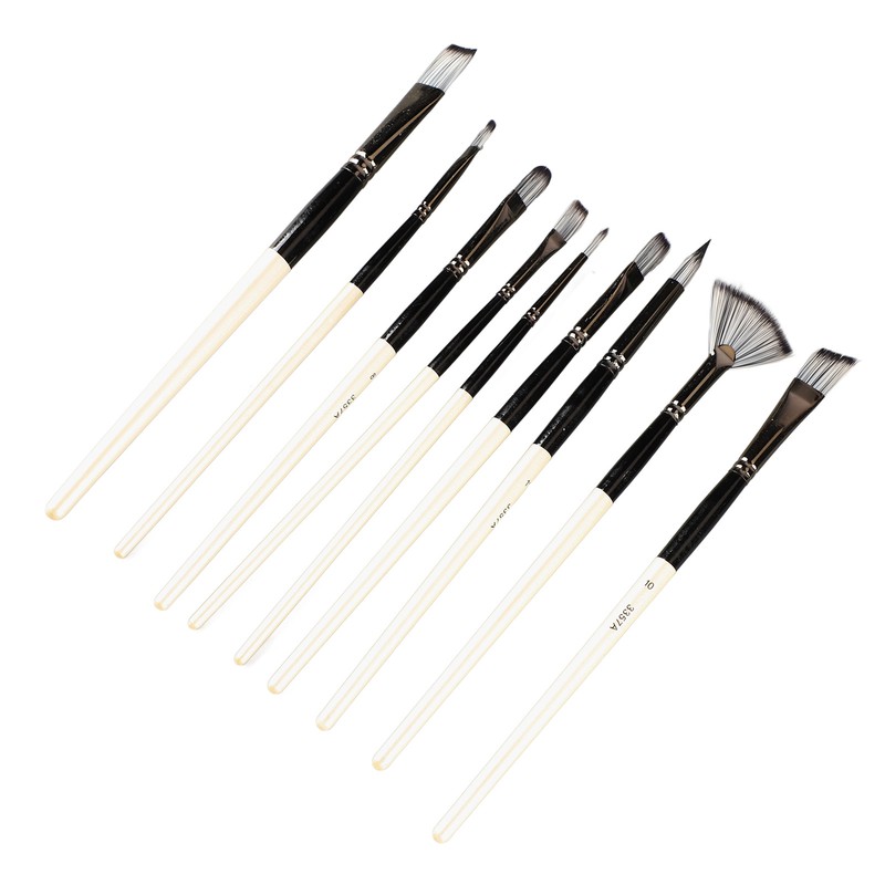 9pcs Gouache Watercolour Brushes Nylon Wool Rustproof Strong Water Absorption