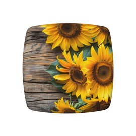 Sunflowers and Postcard Newspaper Dining Square Chair Seat Covers 16.9" Four Pieces, Stretch Fitted Couch Cushion Cover Replacement Removable, Chair Slipcovers for Home Holiday Decoration