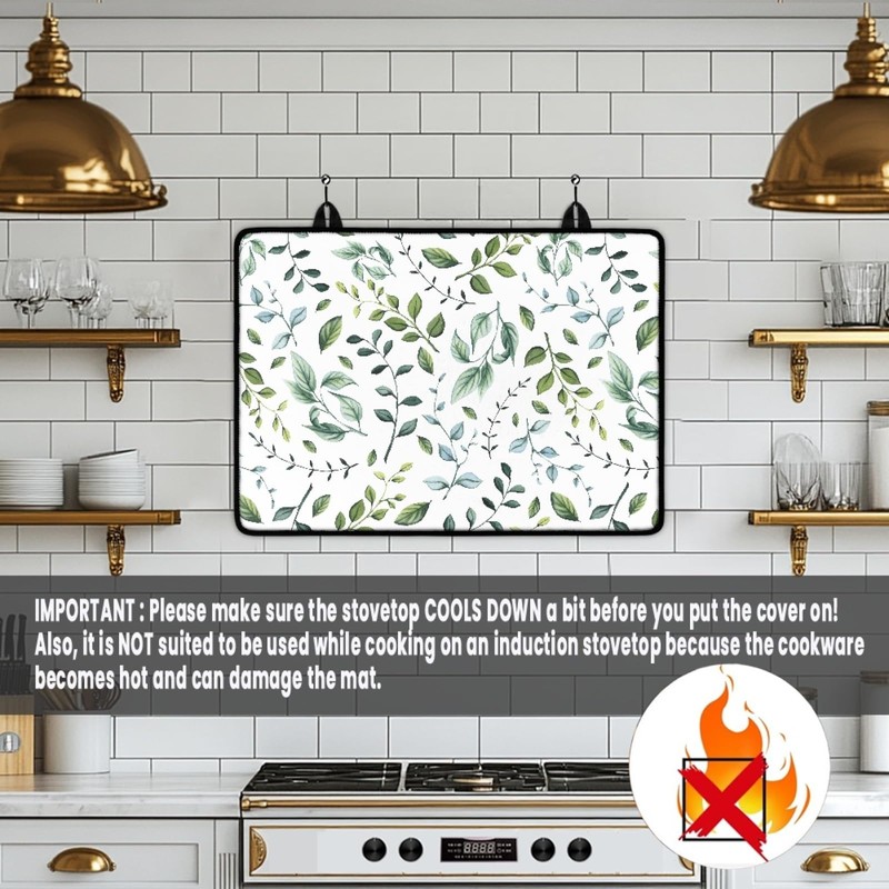 CONITALE Green Leaves Branches Stove Top Cover for Electric Stoves