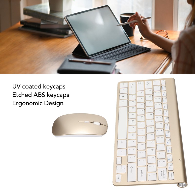 Keyboard Mouse Set 2.4G Wireless 78 Keys USB Thin Etched