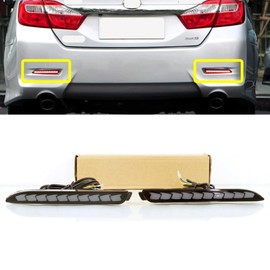 LED Rear Bumper Reflector Lights Fit for Toyota Camry Rav4 Sienna Avalon Venza Matrix Sienna Lexus Tail Light Assembly with LED Driving/Brake/Turn Signal Light Fog Light Smoke Lens