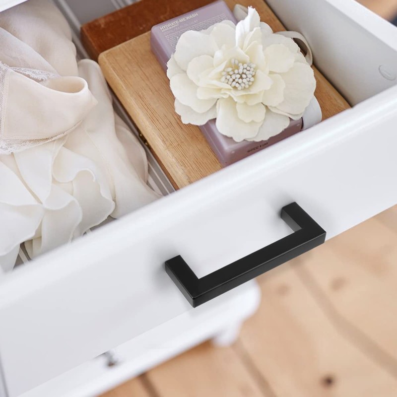 Probrico (20 Pack Matte Black Cabinet Pulls Square Drawer Handles