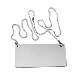 New Star Foodservice 27525 Stainless Steel Chain Sign, (Plain) for Dry Erase Marker, 3.5"x 1.5", Set of 2