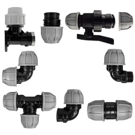 MDPE Compression Connector Fittings 25mm LDPE Water Pipe Elbow Valve Straight (Tee 3 Way 25mm - 1/2" BSPF)