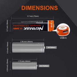 NERMAK 3.7V 3200mAh USB Rechargeable Lithium lon Battery for Flashlights, Headlamps, Bike Lights, Bluetooth Speaker Etc(2 Pack)
