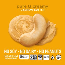 Octonuts Creamy Cashew Butter, 16 oz Jar, No Added Salt, Sugar or Palm Oil - Single Ingredient Nut Spread - Gluten Free, Vegan, Kosher, Paleo Friendly, Non-GMO, Healthy Snack