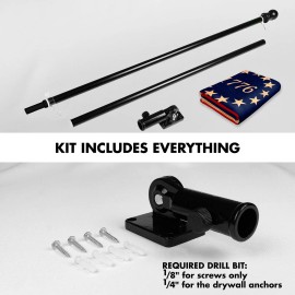 UD_G128 Combo Pack: 6 Ft Tangle Free Aluminum Spinning Flagpole (Black) & Betsy Ross 1776 Tea-Stained Flag 3x5 Ft, LiteWeave Pro