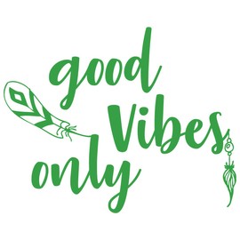 28"x24" Good Vibes Only Wall Decal Sticker Color Choices Mural Yoga Zen Meditation Feather Wall Decal Sticker Art Mural Home Décor Quote