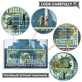 $1,000,000m Motivational, Inspirational & Money Canvas Wall Art Office Decor | 100% Unique & Original, Positive Mentality, Teamwork Canvas Wall Art Decor Gift With Quotes For Men, Women, Entrepreneurs, Self-Employed | Affirmation For Money, Financial & B