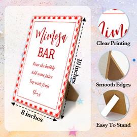 Mimosa Bar Sign, Red Plaid Wedding Shower Sign, Momosa Bar Decor For Wedding Reception Event Party, Bridal Shower Decorations, 8x11 Inches Tabletop Decor, Wood Sign With Stand, b29