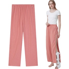 AUSTYLCO Women's Patient Pants,Bedridden Patient Clothing,Disability Clothing,2 Side Zippers Full Open Down Sweatpants,Leg Post Surgery Pant for Fracture/Surgery Patients