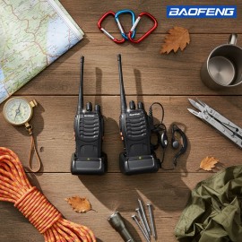 US Warehouse 2 Packs Baofeng BF-888S Kids Walkie Talkie UHF Two Way for Radio 888S 400-470MHz Frequency Range for Outdoorcolor: 1pair Black