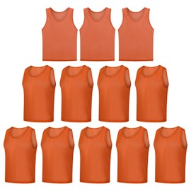 LTHYTY 12 Pack Scrimmage Vest/Team Training Jerseys/Sports Pinnies/Practice Jerseys/Soccer Bibs with Carry Bag (as1, Alpha, m, Regular, Regular, Orange)