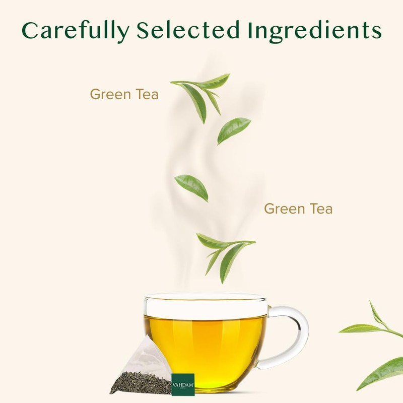 VAHDAM, Decaf Himalayan Green Tea Bags (100 Pyramid Tea Bags)