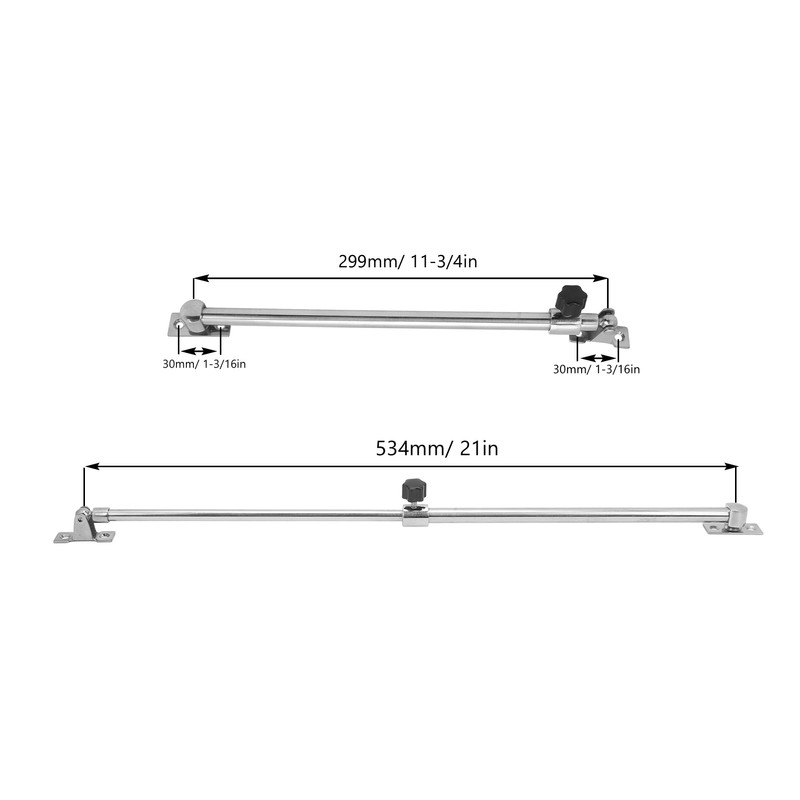 299‑534mm Telescoping Hatch Support Adjuster Marine Grade Stainless Steel for