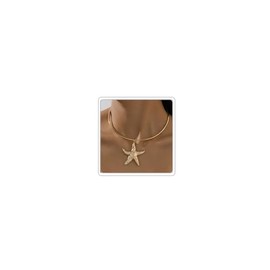 LKingel Gold Starfish Necklaces for Women Bohemian Mermaid Necklaces Summer Ocean Seashell Charm Necklace Mermaid Jewelry Hawaiian Surf Beach Jewelry (Choker)