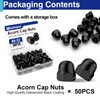 50Pcs #8-32 Acorn Cap Nuts, Zinc Plating-Black Hex Head Acorn