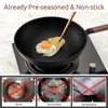 Todlabe Carbon Steel Wok, 13-Inch, Pre-Seasoned, Non-Stick, with Lid and
