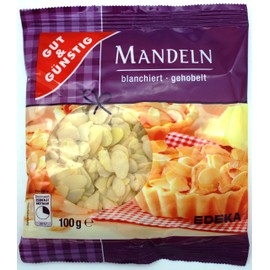 Gut & Günstig Almonds Planed Pack of 25 (25 x 100 g)