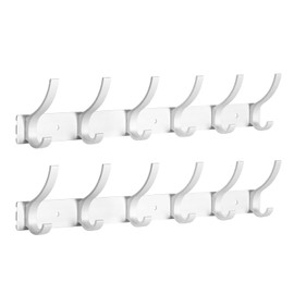 Optish 2 Pack Coat Rack Wall Mount, Entryway Coat Hooks Wall Mount, Wall Hooks for Hanging, Hat Rack for Wall, Coat Hanger Wall Mount with 12 Hooks for Bedroom