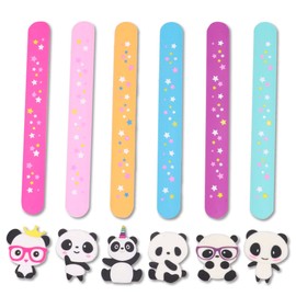 LOCHSOEL Panda Slap Bracelets for Kids- Silicone Wristbands Adjustable Party Favors,Classroom Prizes,Carnival Games-Birthday Gifts for Boys & GirIs(6Pack)