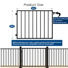 tonchean 38''H x 48''W Deck Fence Gate for Residential, Yard, Patio