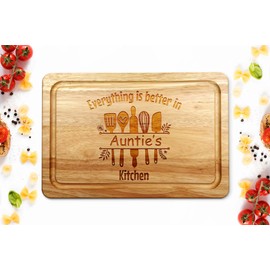 Personalisedstore.co.uk Romantic Anniversary Valentines Gift for Her, Best Wife Birthday and Mothers Day Gift Ideas - Unique Engraved Cutting Board with Warm Saying,Kitchen Decor Gift (Auntie)
