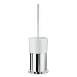 Smedbo FK311P Toilet Brush With Porcelain Glass Container, Polished Chrome/White Porcelain
