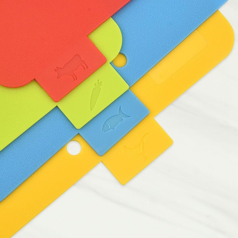 Chopping Board Set - Colour Coded Plastic Cutting Boards with