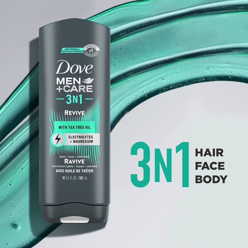Dove Men+Care Post-Workout Body Wash 3N1 Revive 4 Count For