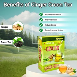 Green Ginger Tea – Refreshing Blend of Green Tea and Ginger with a Hint of Lemon | Antioxidant-Rich, Naturally Energizing Herbal Tea | Perfect for Gifts, Wellness, and Daily Enjoyment | 20 Tea Bags