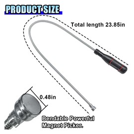DUSCOKE Flexible Magnetic Pickup Tool, 24" Long Bendable Extension Magnet Pick-Up Retriever Stick, Powerful Magnetic Sweeper Tool for Hard-to-Reach Car Keys, Screws, Nuts, Bolts, USB (Big Head)