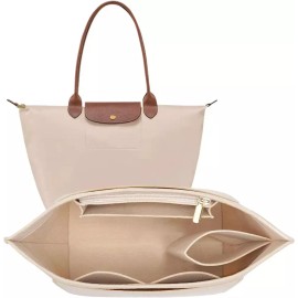 Longchamp 롱샹 르 플리지 S 핸드백용 펠트 지갑 정리함 삽입물(작은 베이지) [Large] Longchamp Le Pliage S Handbag Felt Wallet Organizer Insert (Small Beige) [Large]