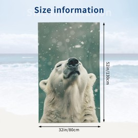 Microfiber Beach Towel, Polar Bear Beach Towels 32x52in,Quick Dry, Sand Free, Ultra Soft & Oversized Towel for Travel, Outdoor, Bathroom, Swimming - Ideal for Pool, Camping, Yoga, or Gift Decor