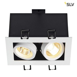 SLV Ceiling Build-In Spotlight Kadux 2 Downlight, 2 x GU10/230 V/Clip Feathers, White 115521