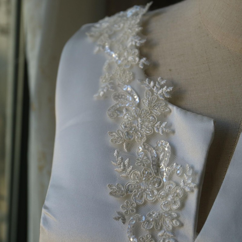 G-RUI 2yard Luxury Beaded Embroidery lace Appliques for Wedding Dresses