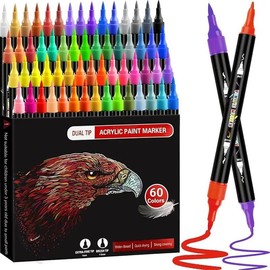 Acrylic Paint Marker Pen Set, 30/48/60pcs Double-ended Painting Pen, Colorful Art Drawing Supplies for Rock DIY Craft Painting, School & Office Supplies:_Multicolor_30pcs