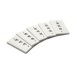 trueCABLE 3 Port Single Gang Keystone Wall Plate, UL Listed, Low Profile Design, Universally Compatible with Modular Ethernet, A/V, Coaxial, and Optical Fiber Keystones, 5 Pack, Matte White