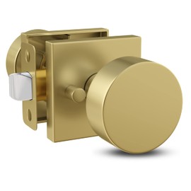 Mega Handles - SUANA Privacy I Door Knob for Hallway, Closet and Bathroom I Reversible Heavy Duty Design I Fits All Standard Door Sizes I Screws Included - Satin Brass (1 Pack)