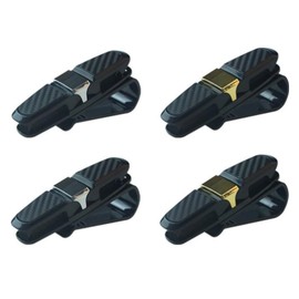 4 Packs Glasses Holders for Car Sun Visor,Sunglasses 180° Rotational Car Glasses Holder with Ticket Card Clip (2 Gold+2 Silver)