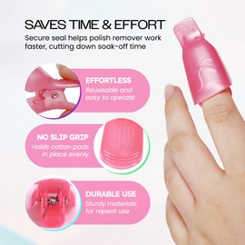 Pana Reusable Keeper Acrylic Nail Art Soak Off UV Gel Polish Remover Cap Clips Manicure Tool (2 Packs, Pink)