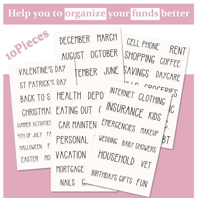 128 Pieces Budget Planner Stickers Cash Envelope Label Stickers for