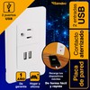 Sanelec 4466 Contacto 2 Entradas USB, Aterrizado con Placa, color