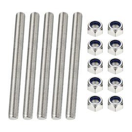 PATIKIL 5 Pcs Fully Threaded Rod, M3 x 120mm 304 Stainless Steel Right Hand Long Thread Bar Studs with Nuts for Pipes Clamps Hangers U-Bolts