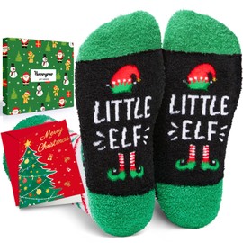 HAPPYPOP Christmas Gifts for Men - Little Elf Socks for Men, Secret Santa Stocking Stuffers for Teens Adults with Greeting Card
