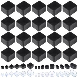 Swpeet 20Pcs 1-1/2"×1-1/2" Black Square Chair Leg Caps, Floor Protectors, Table Chair Leg Protection Cover, Furniture Leg Caps，Leg Tips Covers, Feet Pads, Feet for Furniture Table Chair