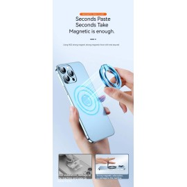 Laudtech Blue Magnetic Mobile Phone Grip Phone Ring Holder + Wireless Charging PC plate