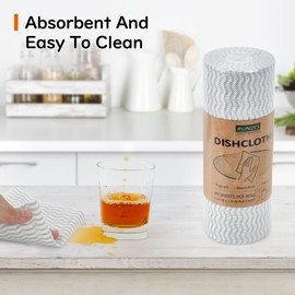 RUNZES Disposable Cloths for Cleaning,Reusable Cleaning Cloths,Kitchen Dish Rags for Washing Dishes,40Sheets Per Roll,6Rolls Per Case,Grey Wave Pattern
