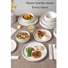 FOBENTA 24 Piece White Ceramic Dinnerware Set,Elegant Dish Set for
