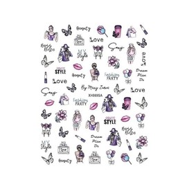 Generic Fashion Accessories Nail Sticker Life Perfume Handbag High Heel Flower Decals Xh869Sa Nail Wraps Stickers Manicure Supplies for Women Nails Full Long Lasting Easy Apply and Remove